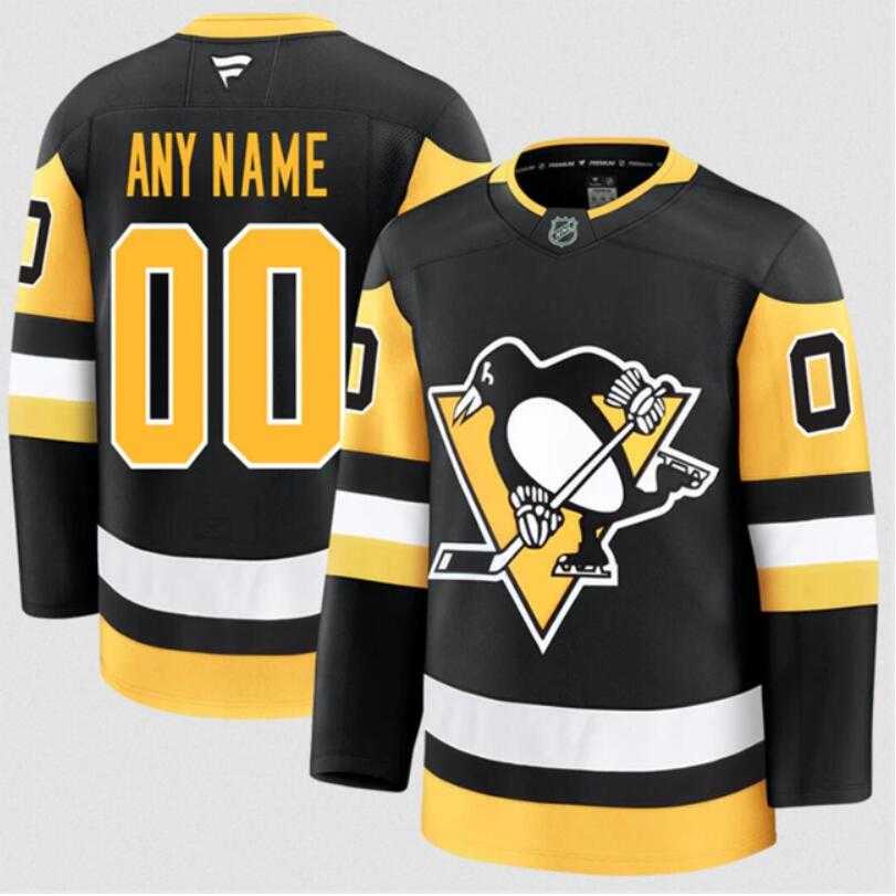 Men%27s Pittsburgh Penguins Active Player Custom Black 2024-25 Home Stitched Hockey Jersey